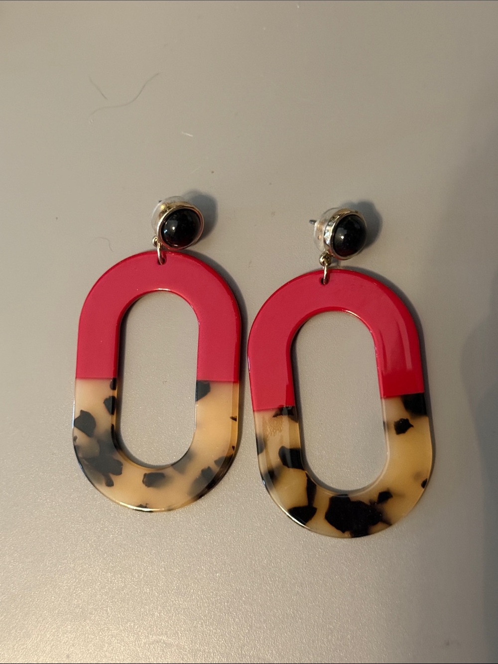 Premier Designs Large Bold Red & Tortoiseshell Drop Earrings